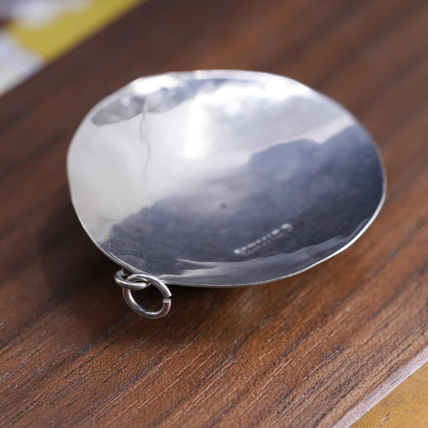 Vintage Sterling silver handmade pendant with circle turquoise