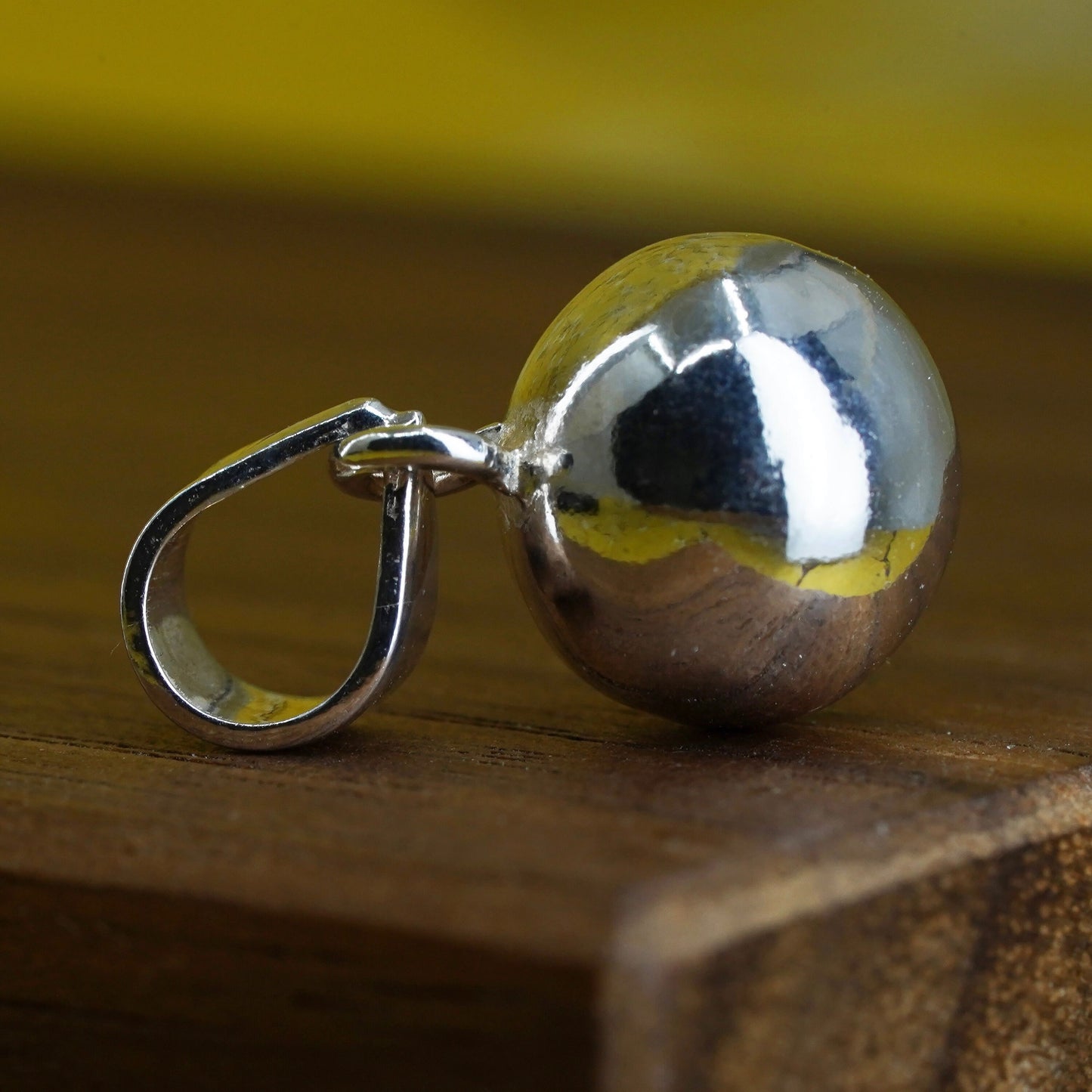 Vintage Sterling silver handmade ball charm, 925 football pendant