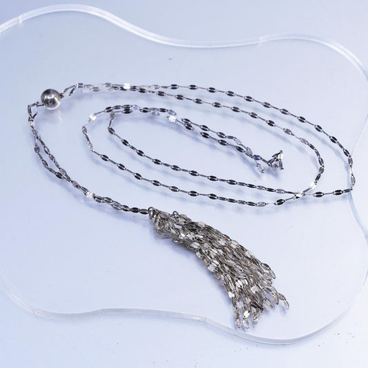32" adjustable, KA1772 Italian Sterling 925 silver chain necklace fringe drops