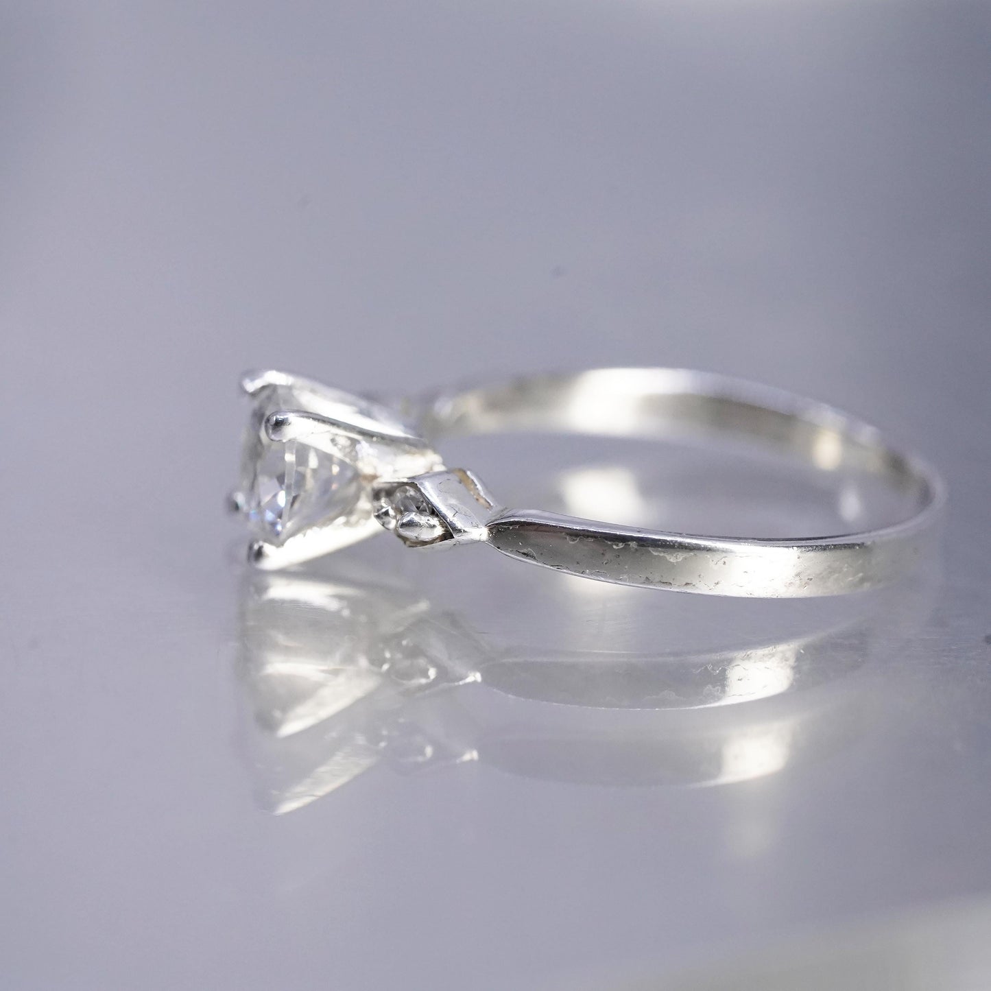 Size 7.75, vintage Sterling 925 silver statement engagement ring w/ cluster Cz