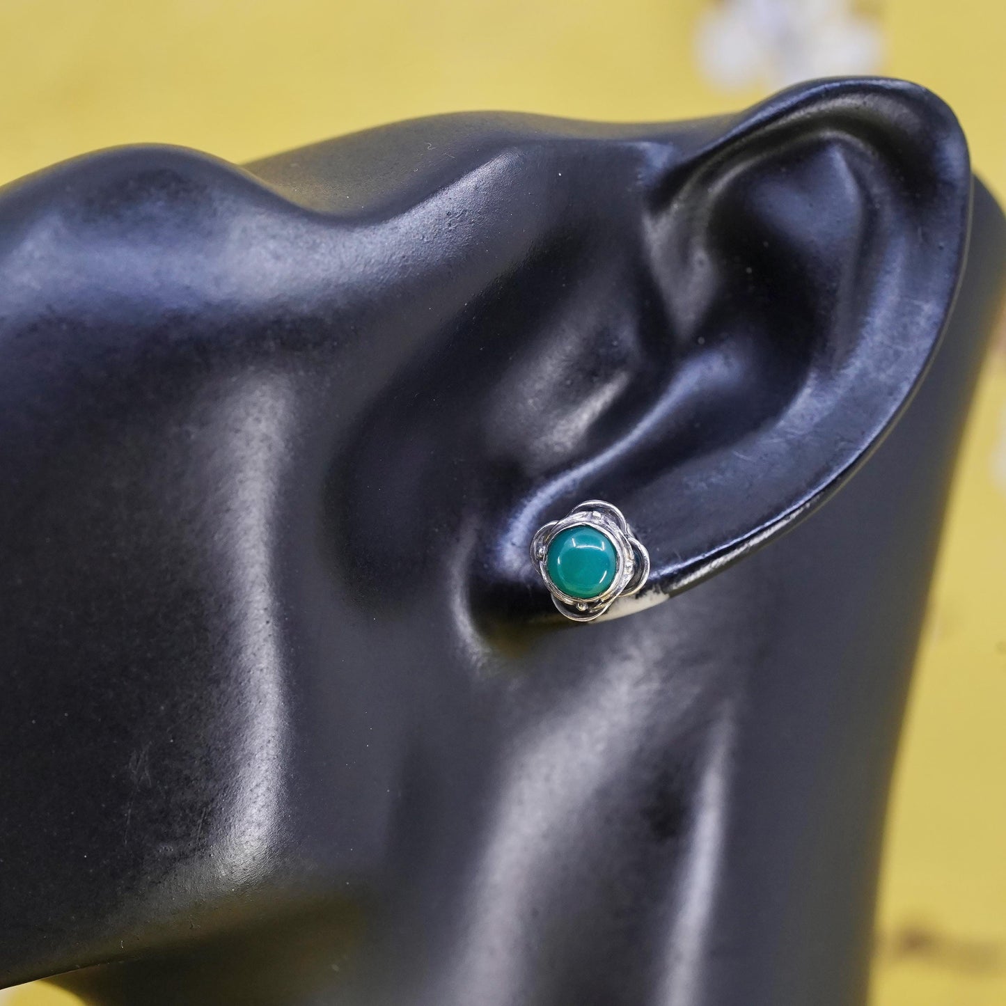 Vintage Sterling Silver 925 handmade studs Earrings jade, southwestern jewelry
