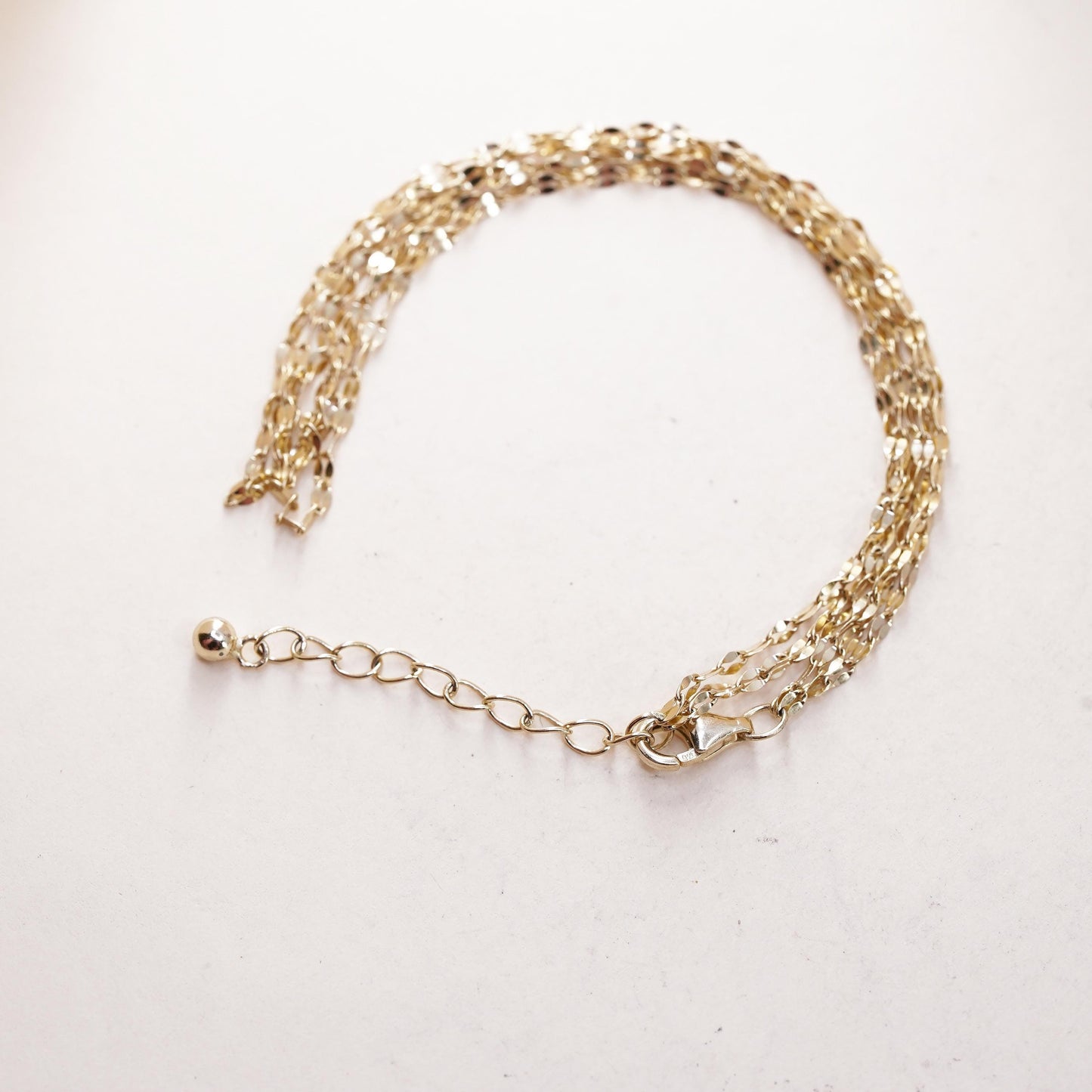 8.25+1”, VTG yellow gold over sterling 925 silver bracelet, multi strands chain