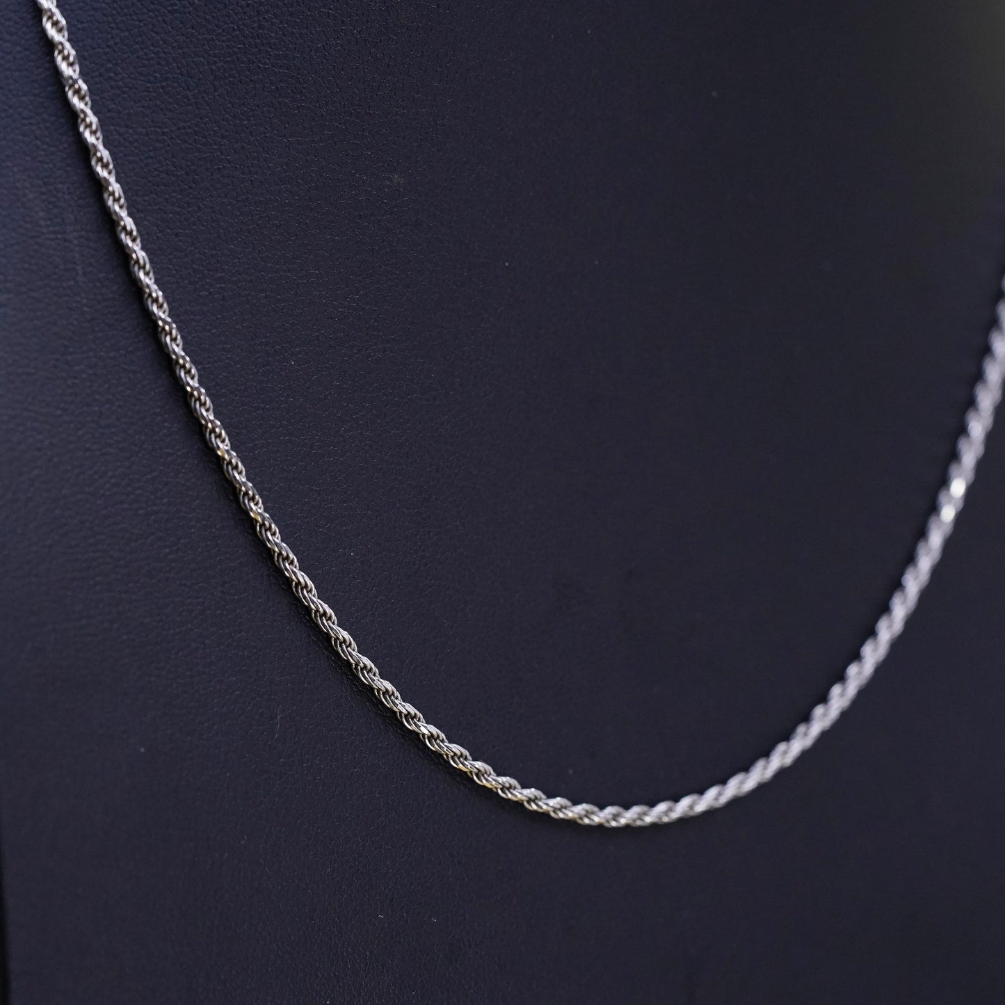 18” 2mm, vintage Sterling silver necklace, Italy 925 rope chain