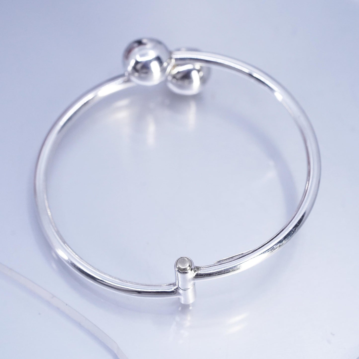 7”, Vintage Sterling 925 silver handmade bracelet, wrap bangle with ends
