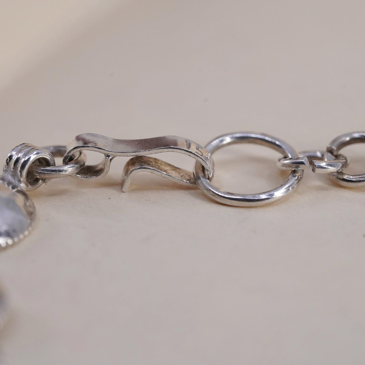 8”, Vintage sterling 925 silver Handmade sombrero hat link chain bracelet