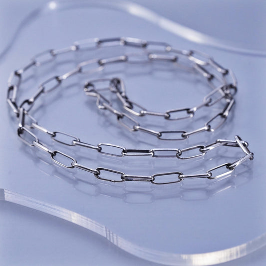 24” 3mm, vintage Sterling 925 silver elongated chain necklace