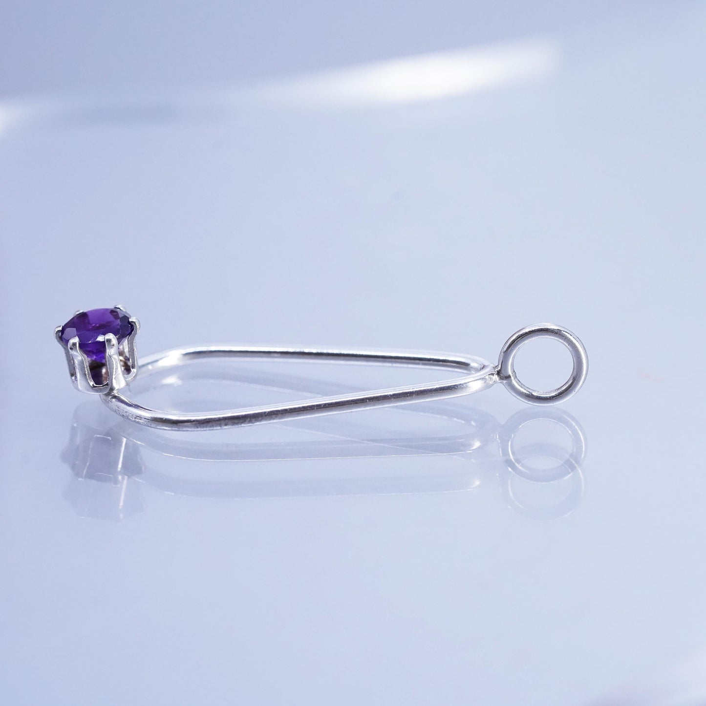 Vintage sterling 925 silver teardrop pendant with amethyst