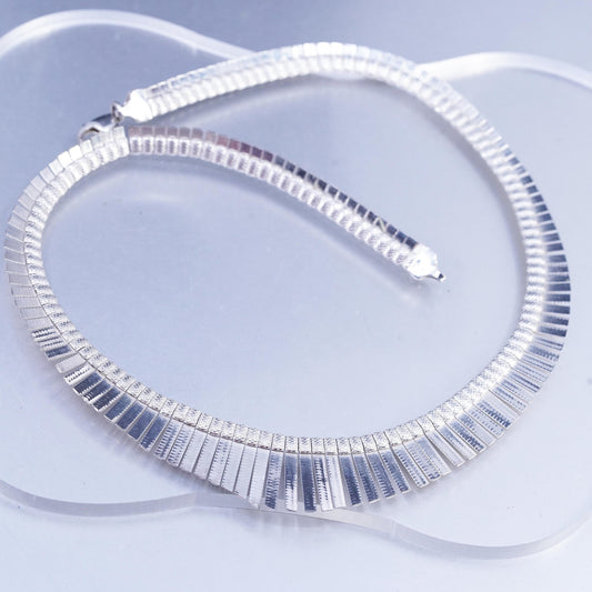 16", Italian Sterling 925 Silver Graduated Cleopatra Fringe Collar Necklace