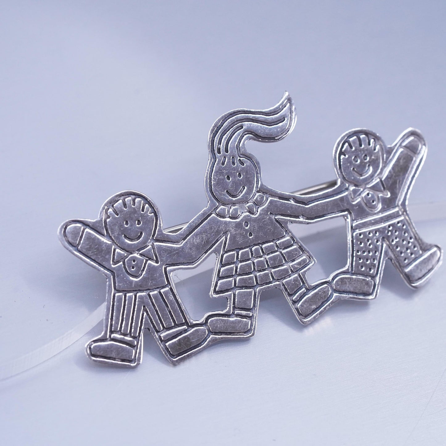 Antique sterling silver handmade brooch, 925 save the children