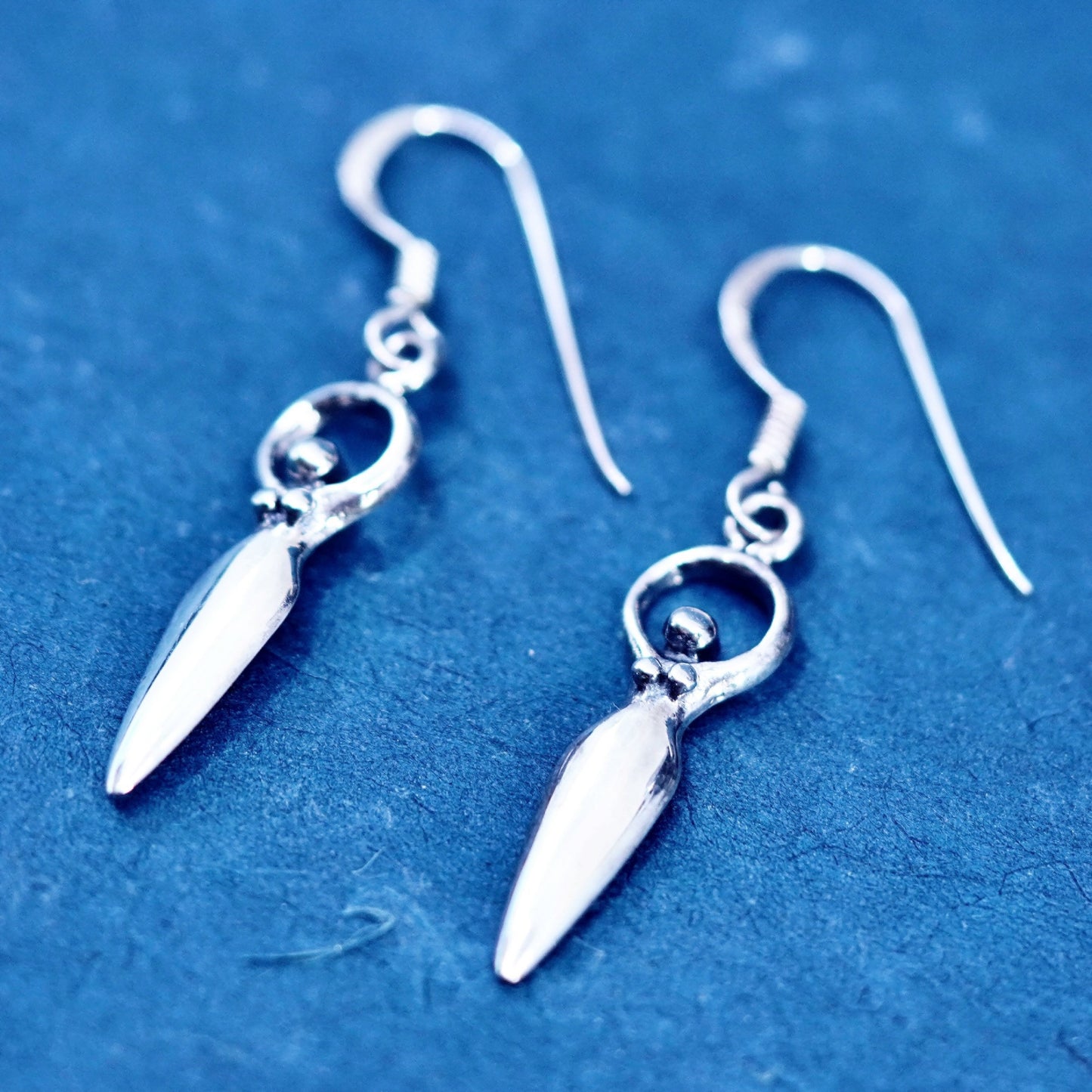 Vintage Sterling Silver handmade Earrings. 925 fertility goddess dangles