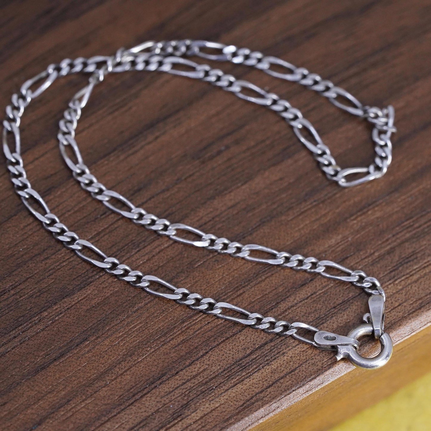 9.5” 3mm, Vintage two tone gold over sterling silver anklet, 925 figaro chain