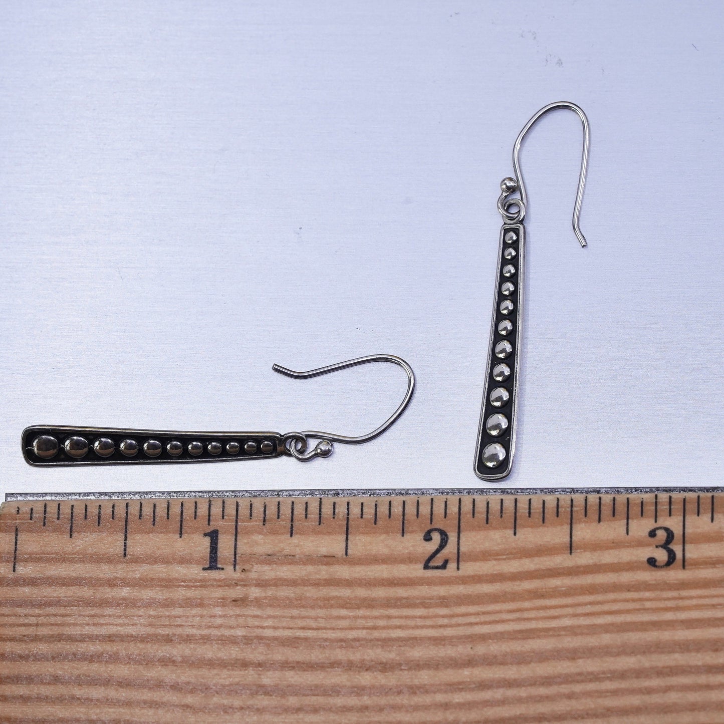 Vintage Sterling silver handmade earrings, 925 beads drops