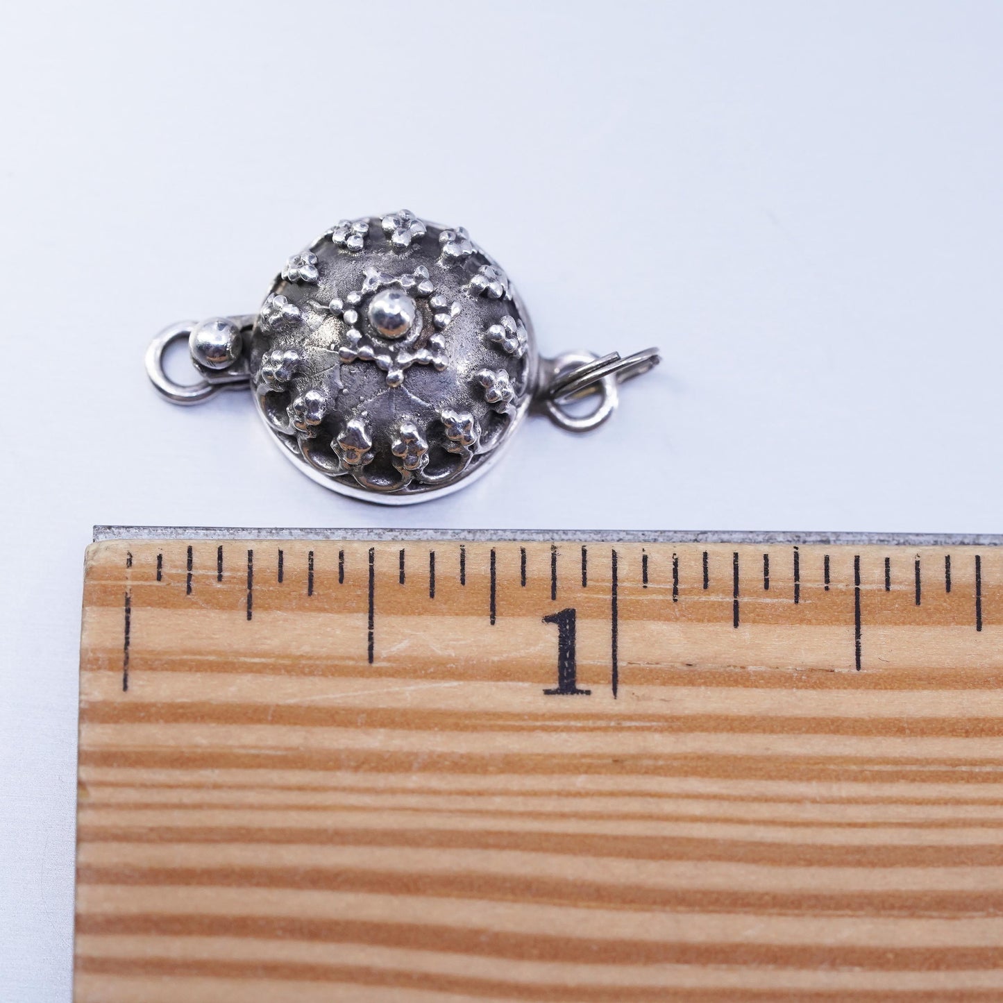 Vintage Sterling 925 silver handmade beaded clasp