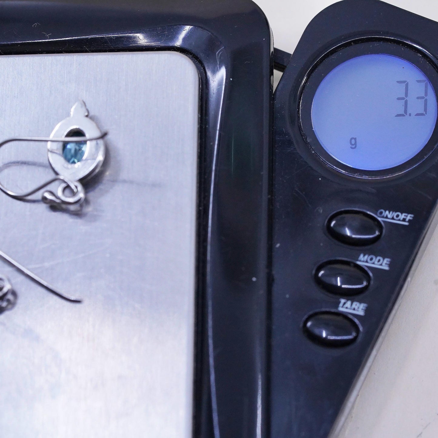 Vintage sterling 925 silver handmade earrings with oval topaz