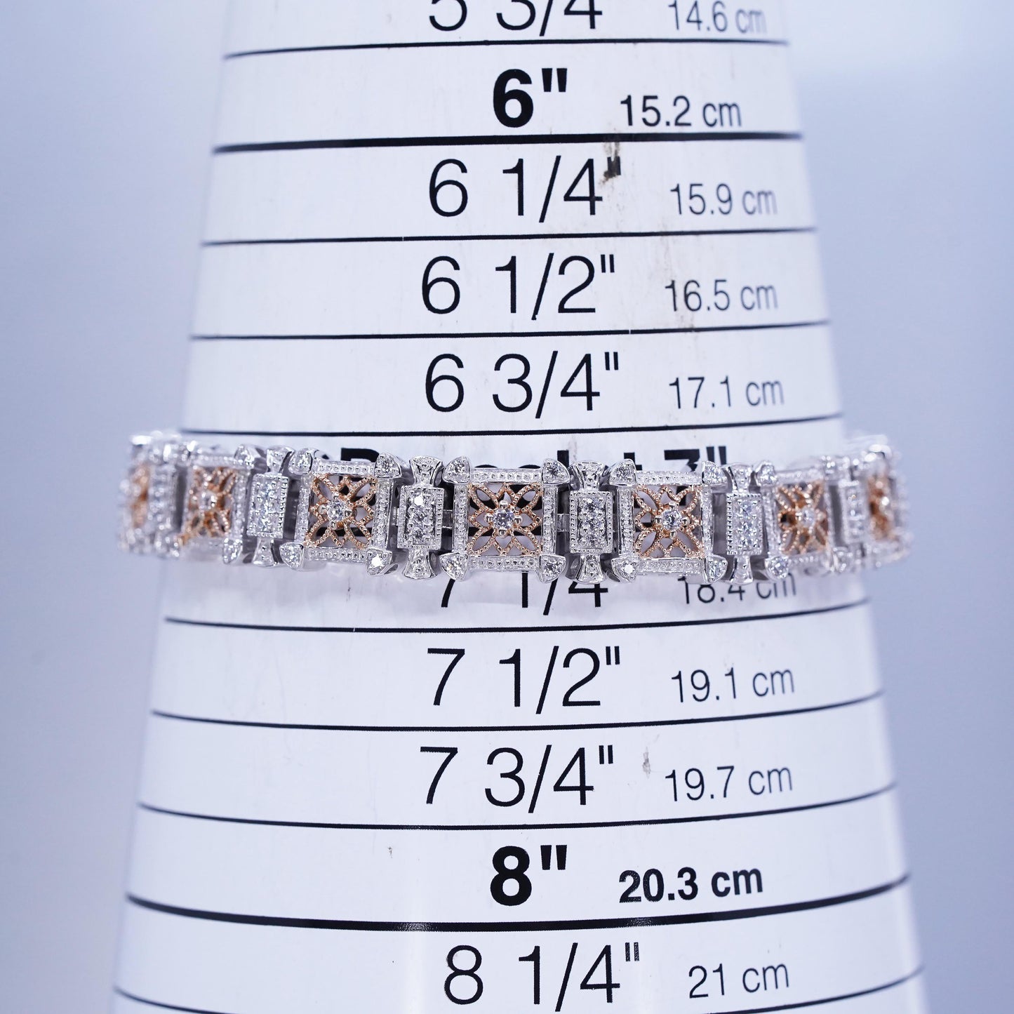 7”, Italian vermeil gold filled Sterling 925 silver tennis bracelet chain cz