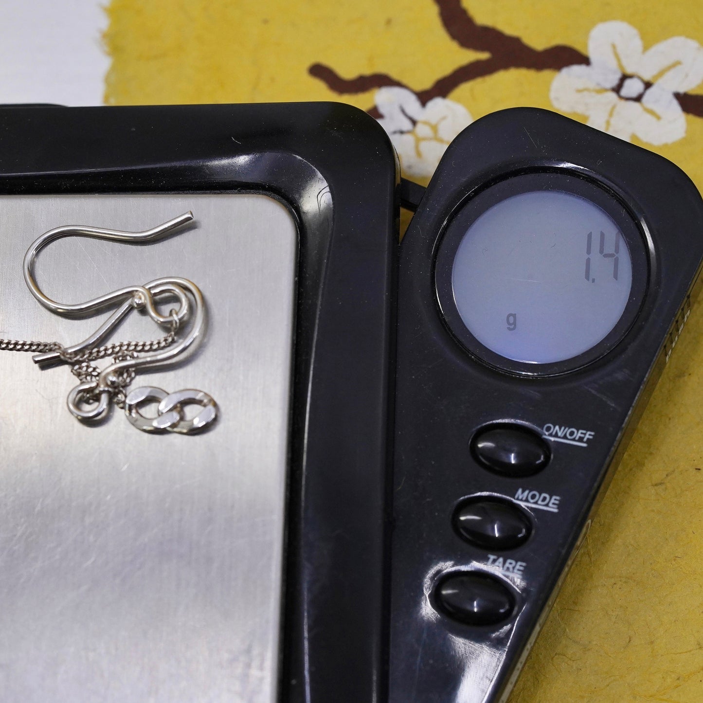 Vintage Sterling silver Handmade earrings, 925 curb chain dangles