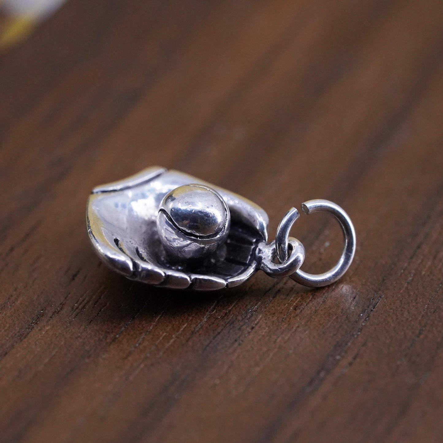 Vintage Sterling silver handmade ball charm, 925 baseball glove pendant