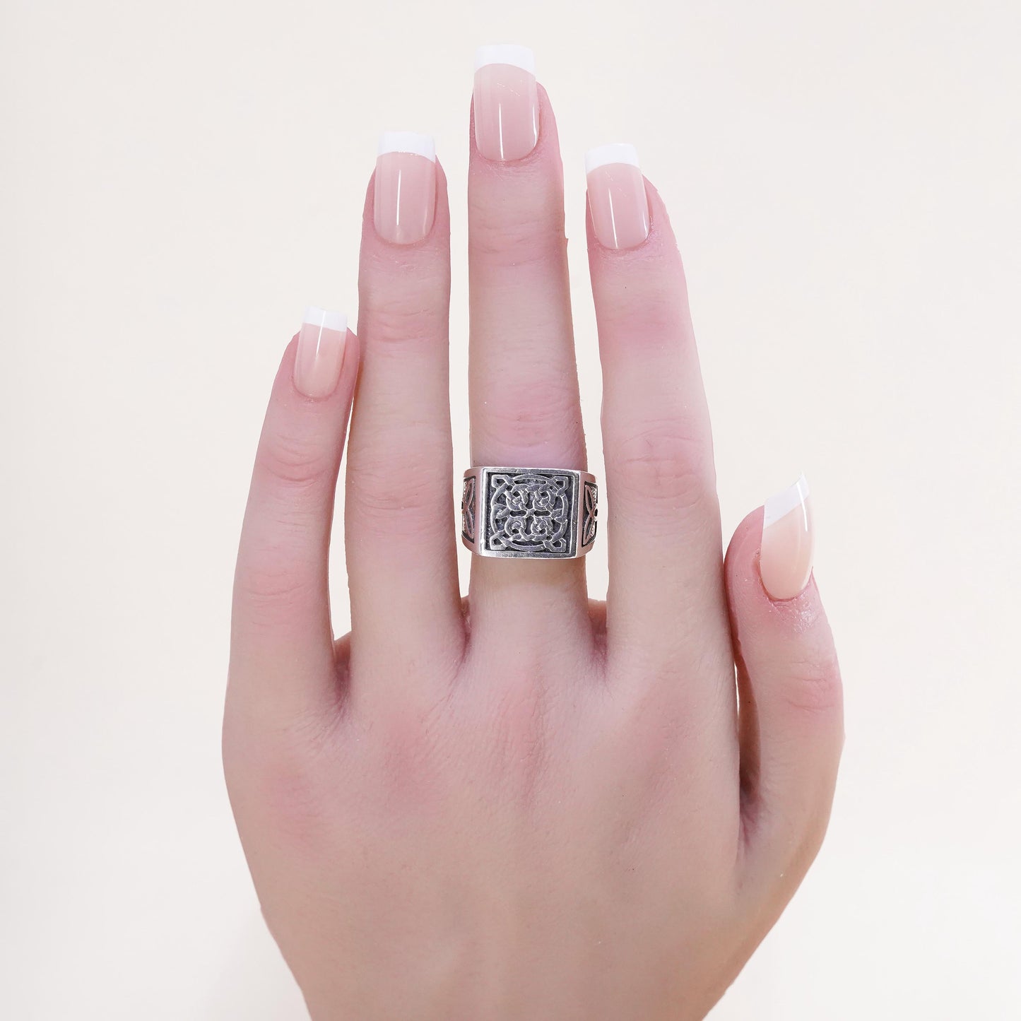 Size 6.5, VTG sterling silver handmade wired ring, 925 irish entwined knot band