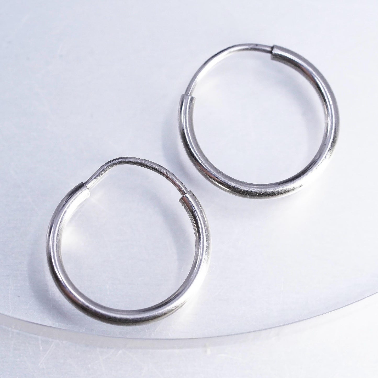 0.5”, vintage Sterling silver handmade earrings, 925 hoops