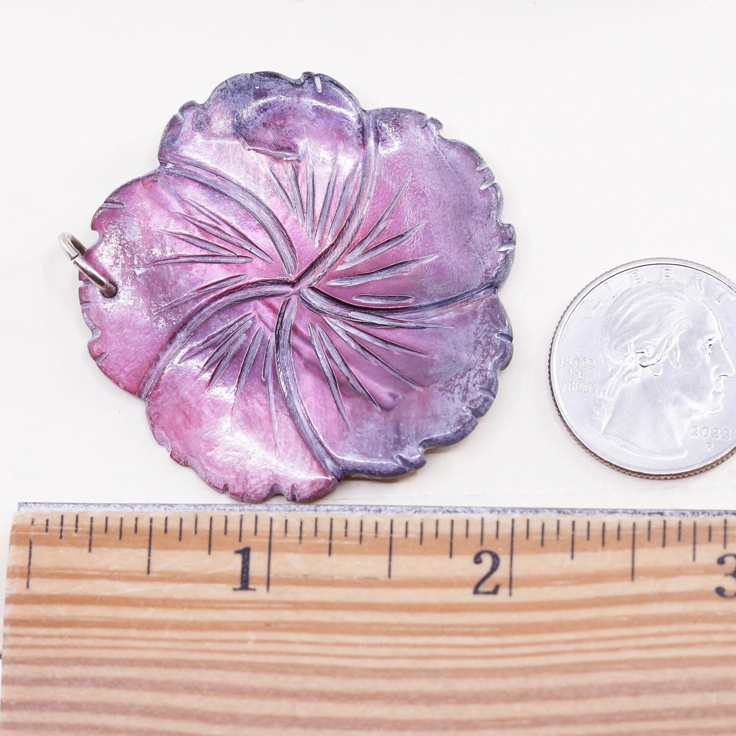 Vintage red burgundy huge carved flower pendant