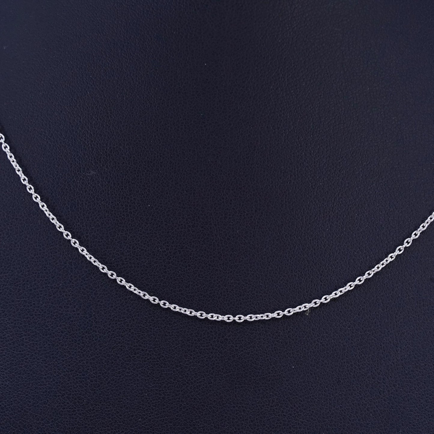 18+2" 1mm, vintage Sterling 925 silver circle chain necklace with heart charm