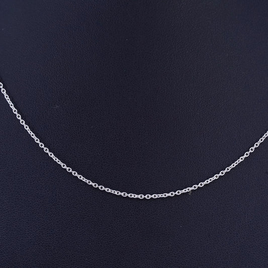 18+2" 1mm, vintage Sterling 925 silver circle chain necklace with heart charm