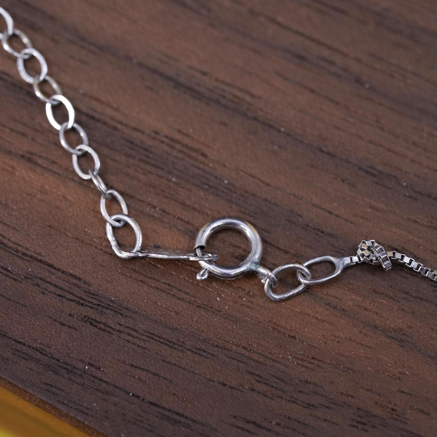 18+2” Sterling silver necklace, 925 box chain teardrop pendant cluster diamonds