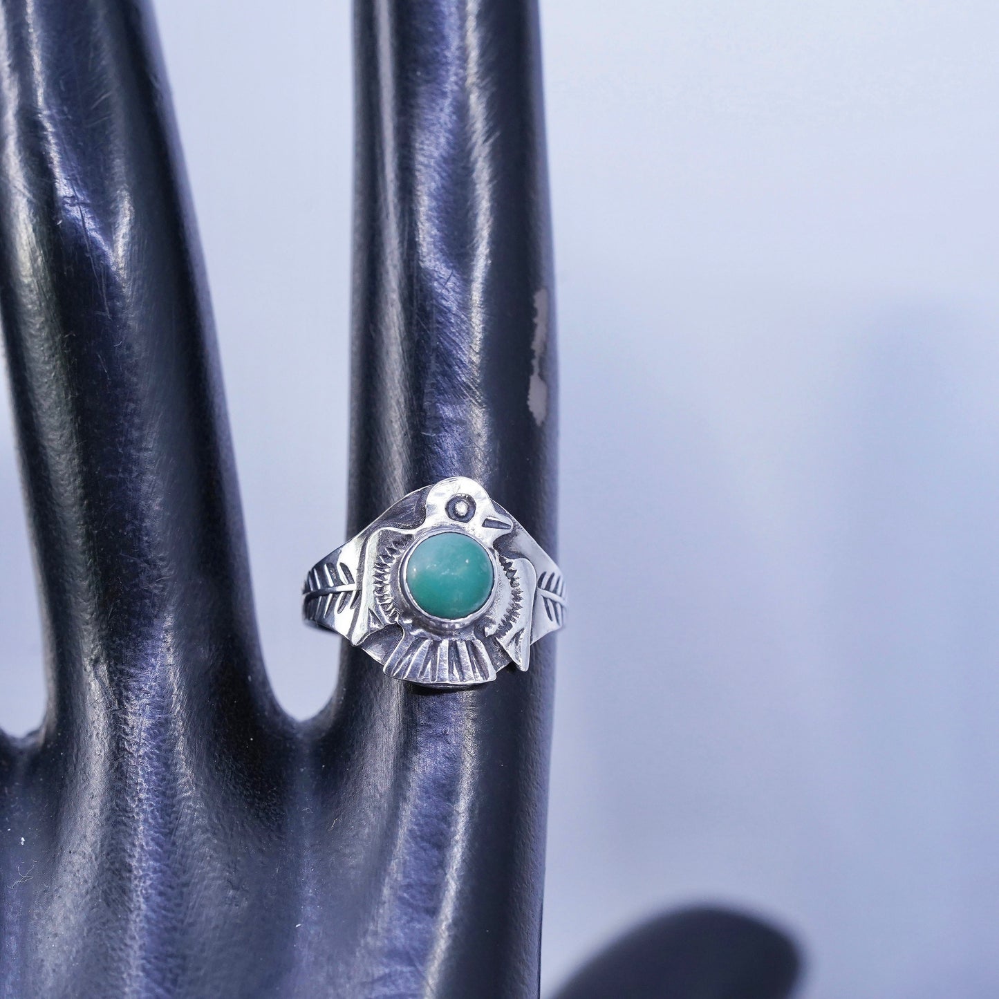 Size 5.5, Native American navajo Sterling 925 silver Thunderbird ring turquoise