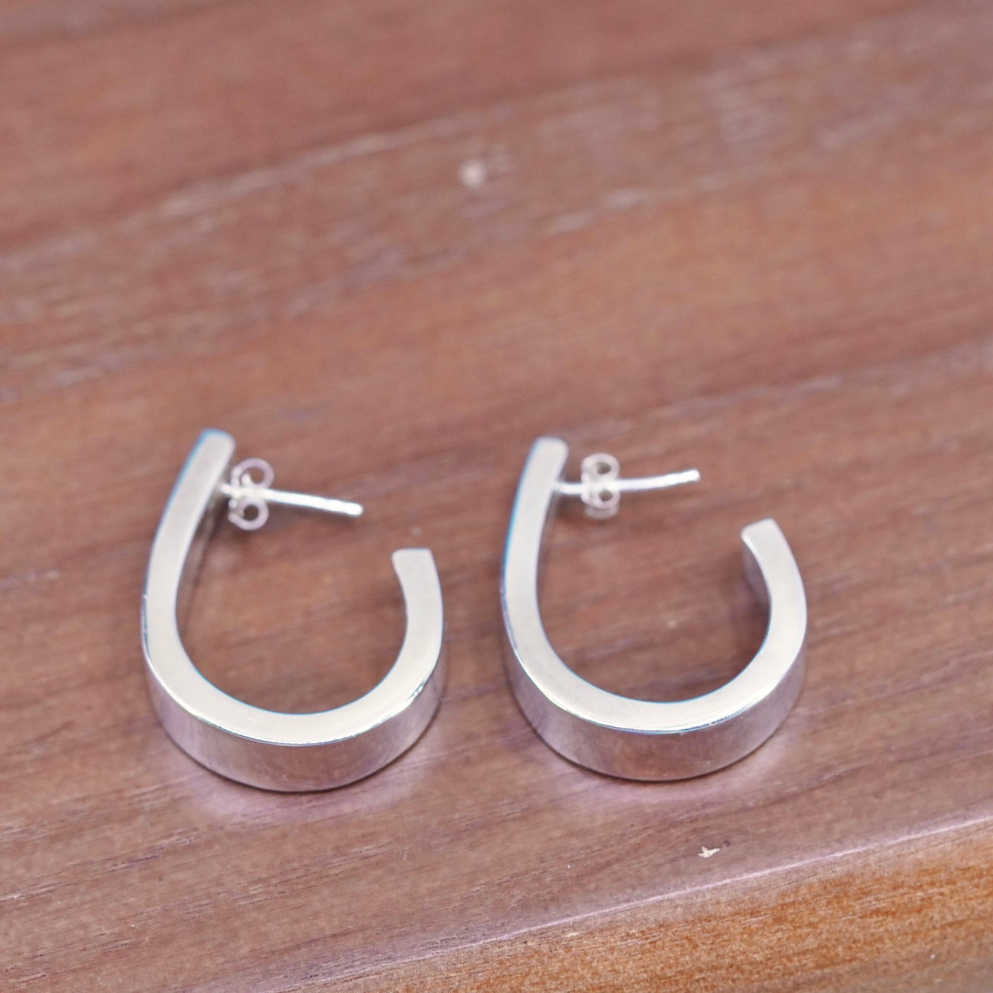 0.75”, vintage Sterling silver handmade hoop earrings, 925 huggie studs
