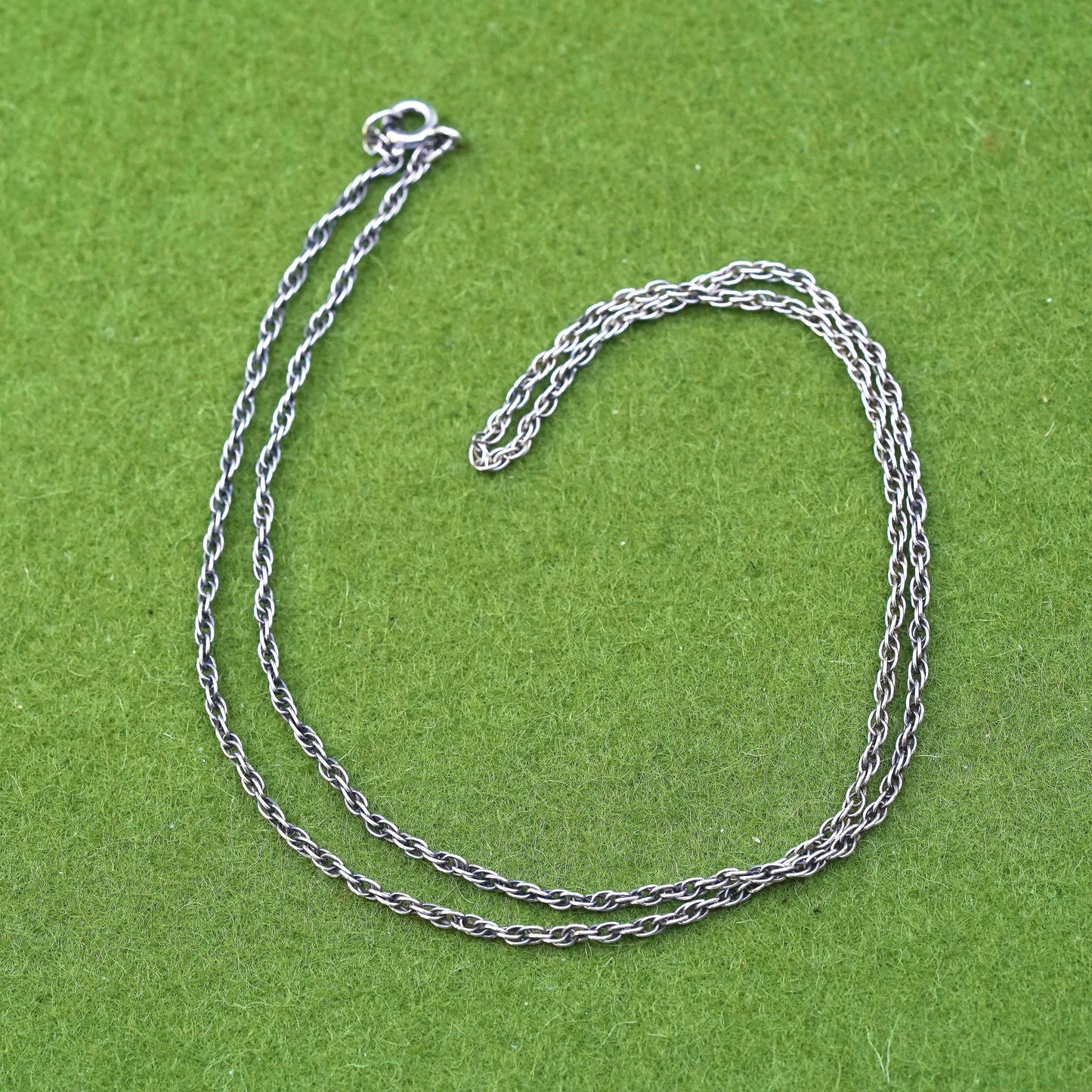 18” 2mm, vintage sterling silver necklace, 925 Singapore rope chain