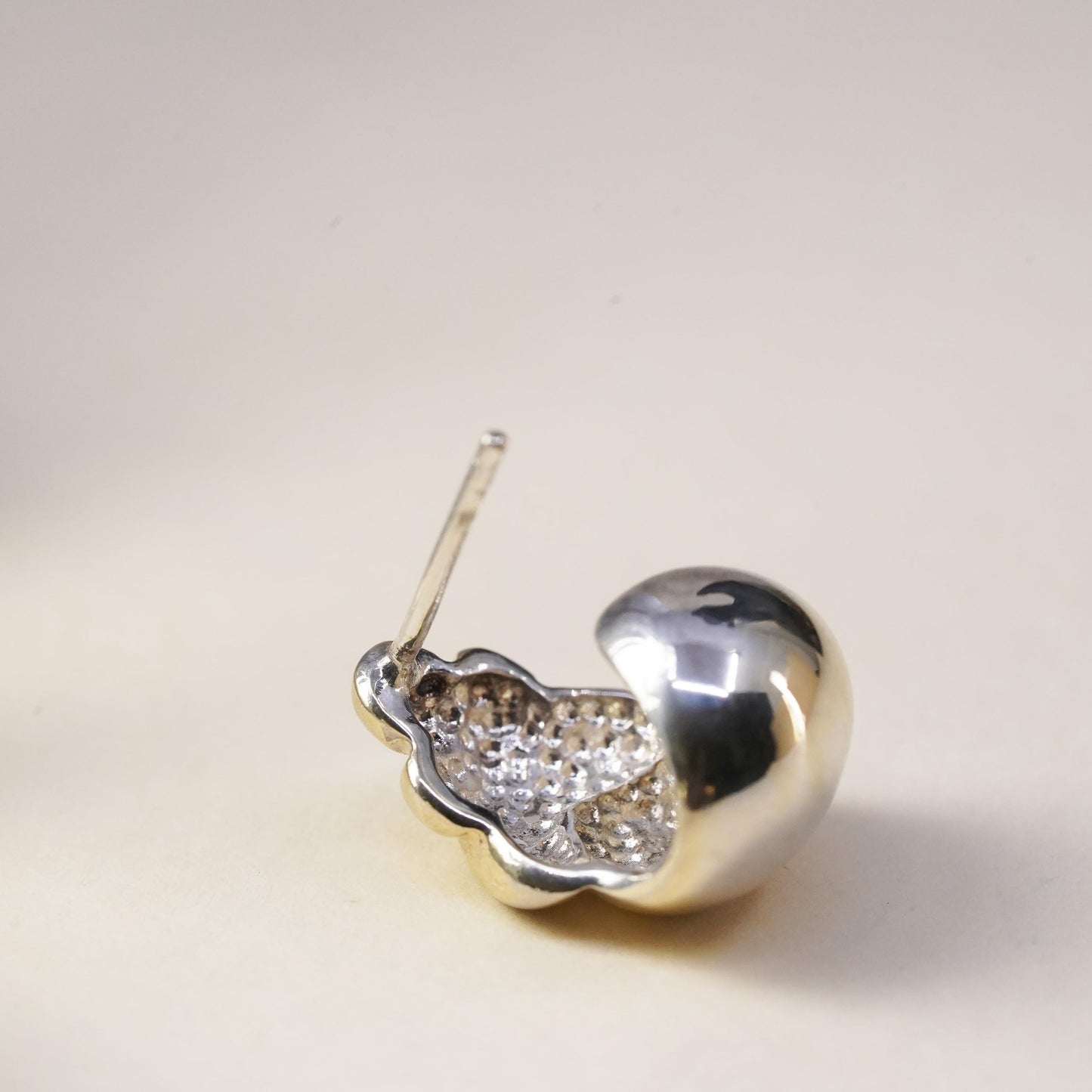 Vintage handmade single earring. Sterling 925 silver stud