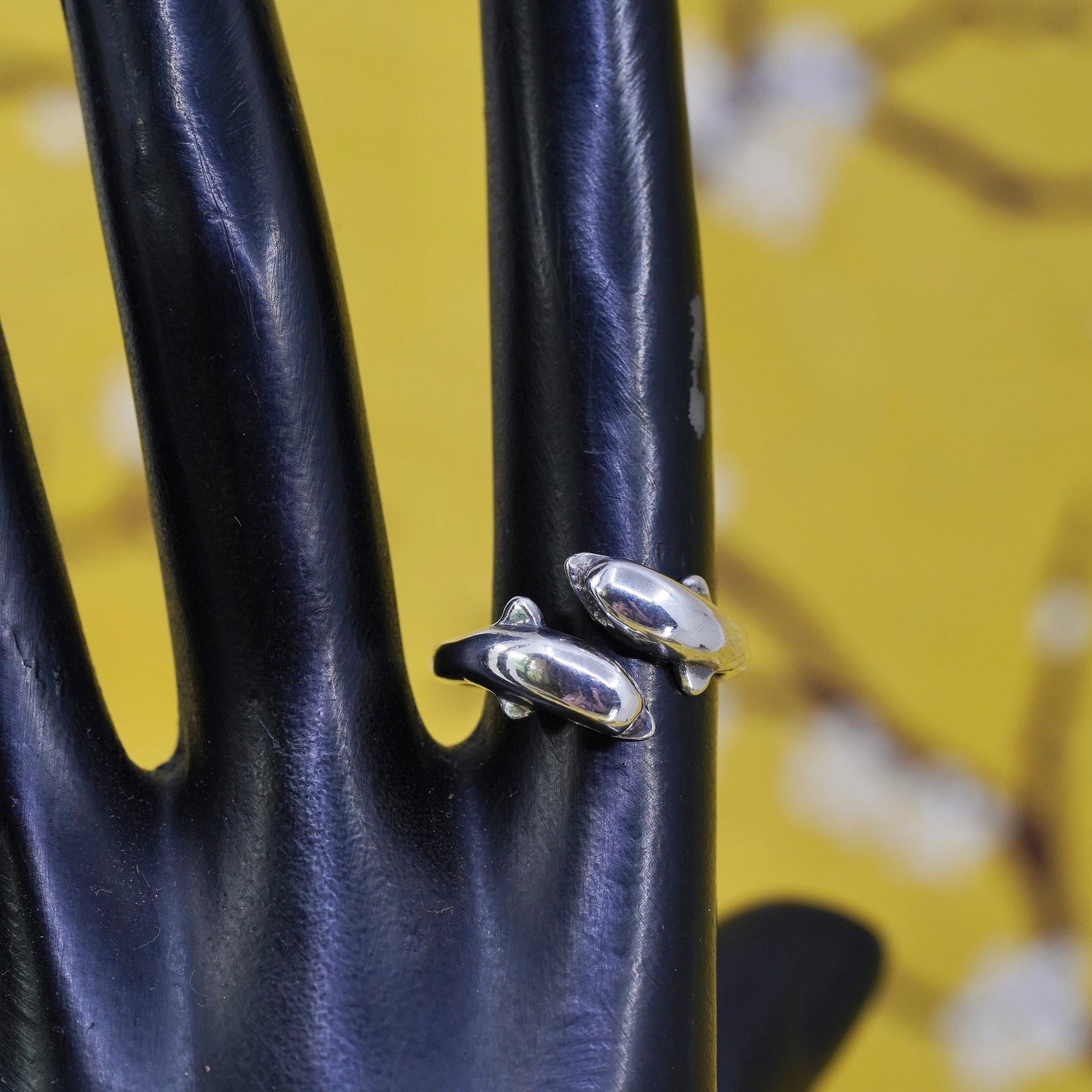 Size adjustable, Sterling silver handmade ring, 925 wrap lover dolphin band
