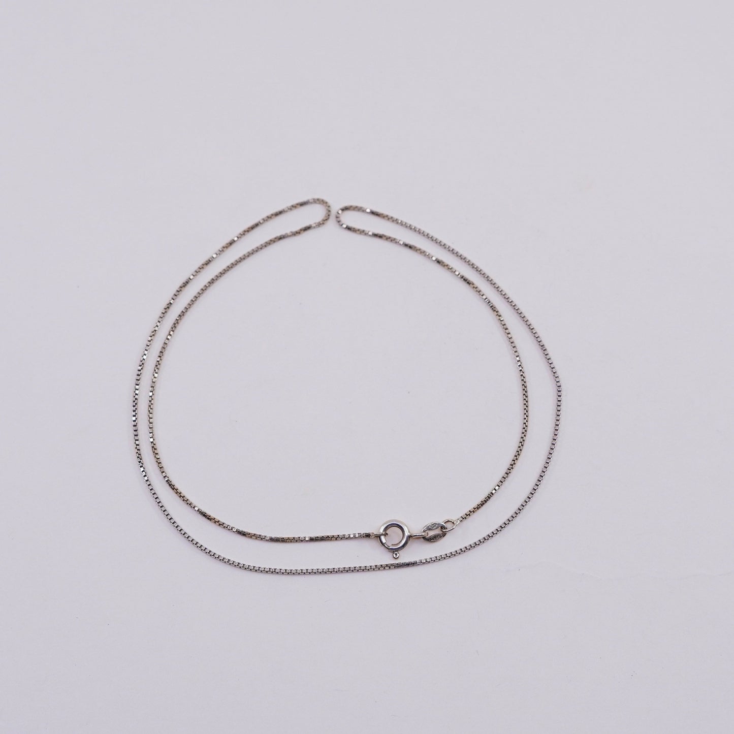 18”, 1mm, Vintage vermeil gold over sterling 925 silver box chain, necklace, stamped 925