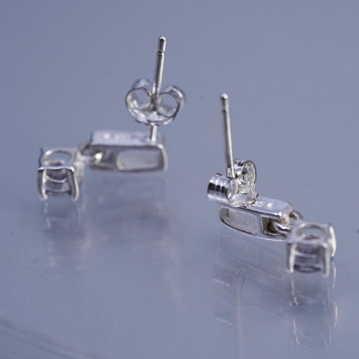 Vintage Sterling 925 Silver Earrings with Rainbow Topaz dangles