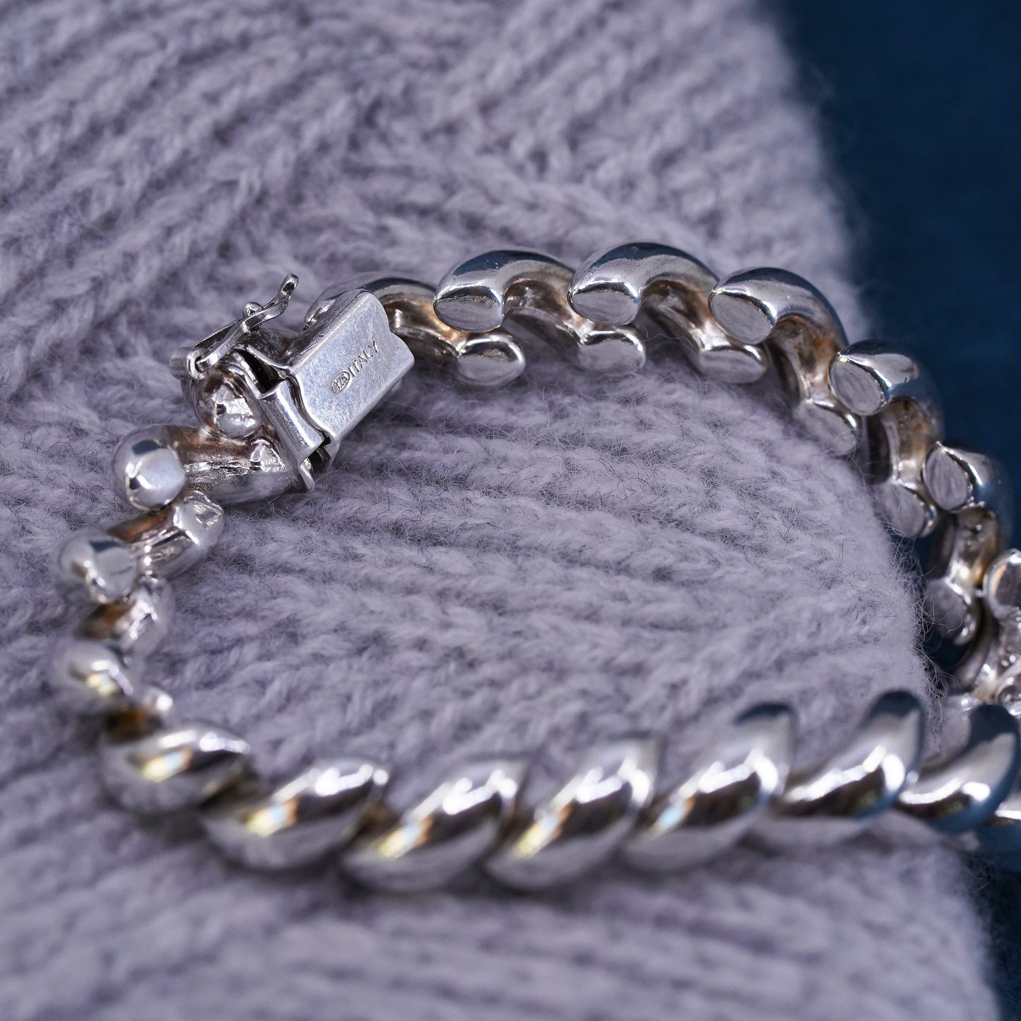 6.5", 11mm, vintage Sterling silver men's bracelet, 925 San Marco chain