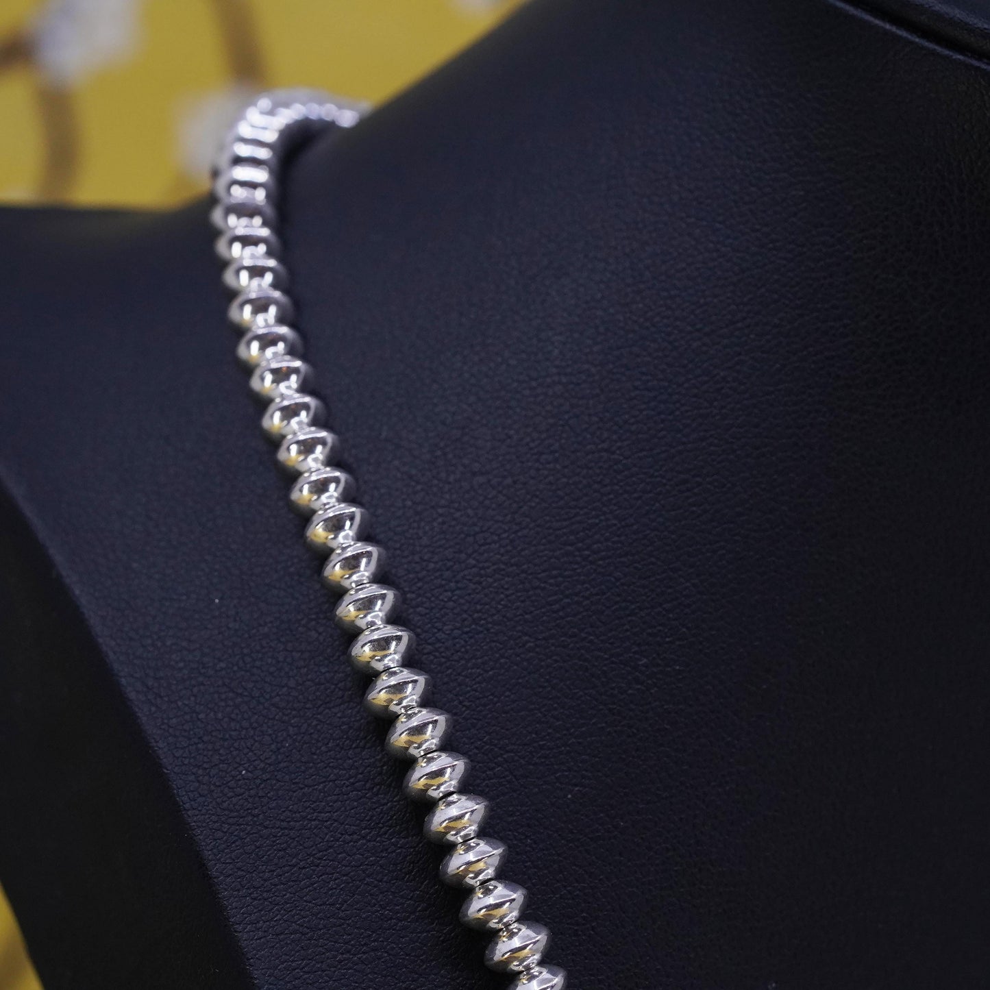 18” 6mm, vintage Sterling silver handmade necklace, 925 bead chain
