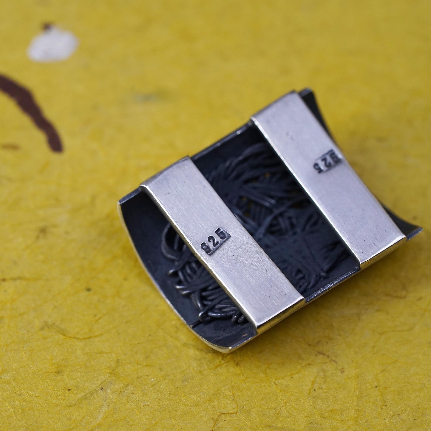Vintage modern handmade Sterling silver 925 textured pendant