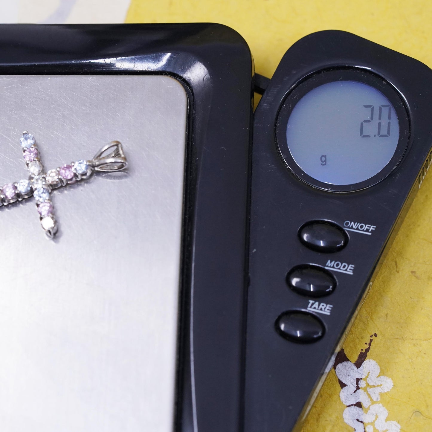 Vintage Sterling silver handmade pendant, 925 cross cluster Cz inlay, Christian