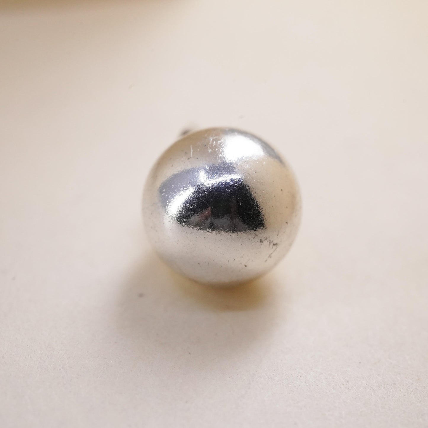 Vintage handmade single earring. Sterling 925 silver 10mm beads stud