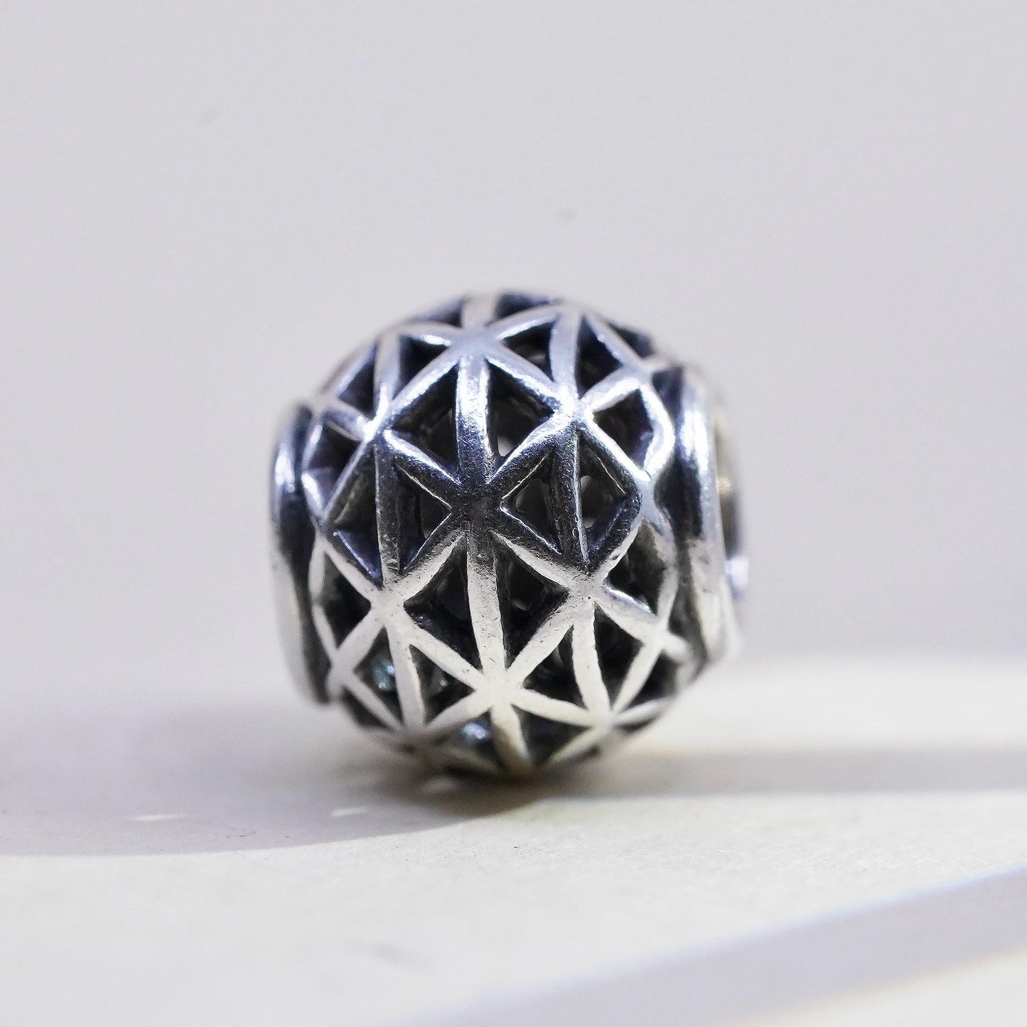 Vintage ALE Pandora sterling silver charm, 925 artisan filigree bead