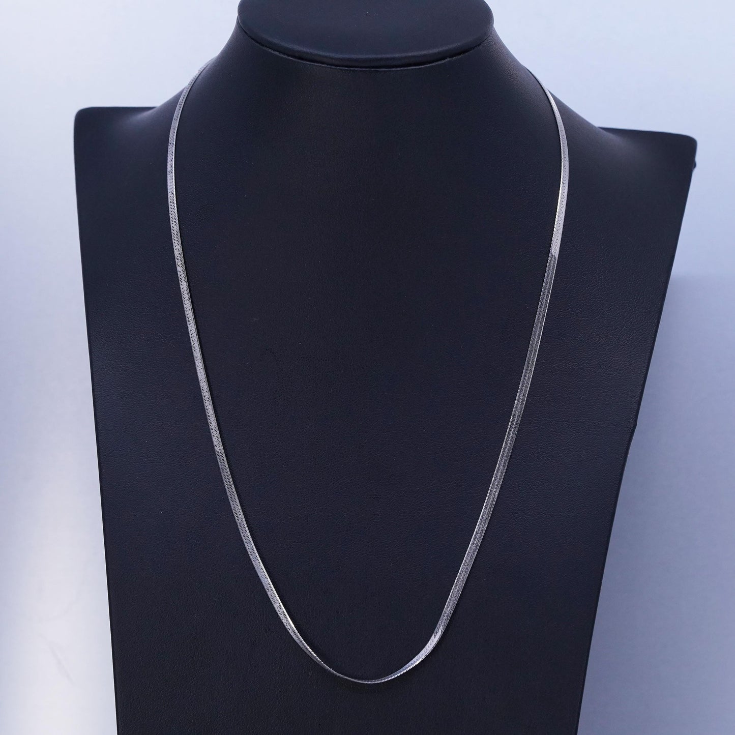 20” 3mm, vintage Italian Sterling 925 silver herringbone chain necklace