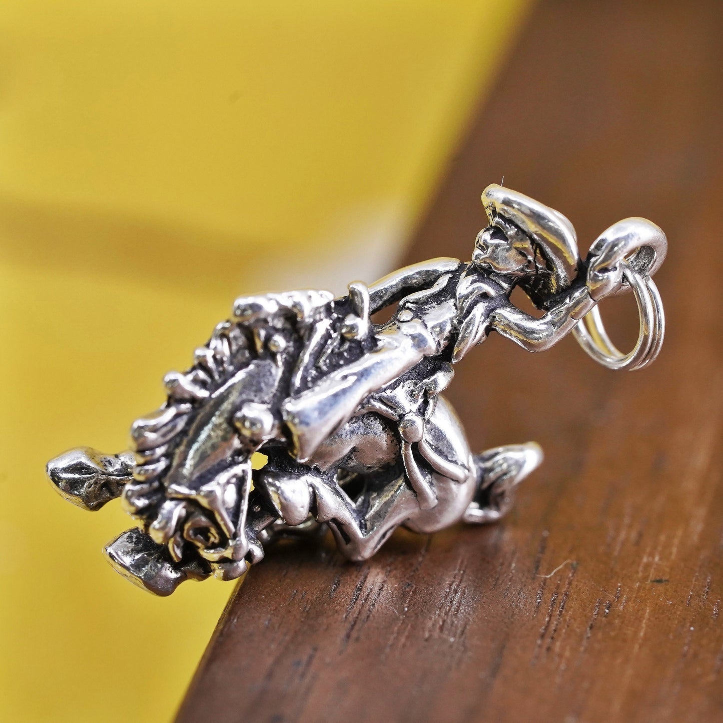 Vintage sterling silver handmade pendant, 925 silver western cowboy with charm