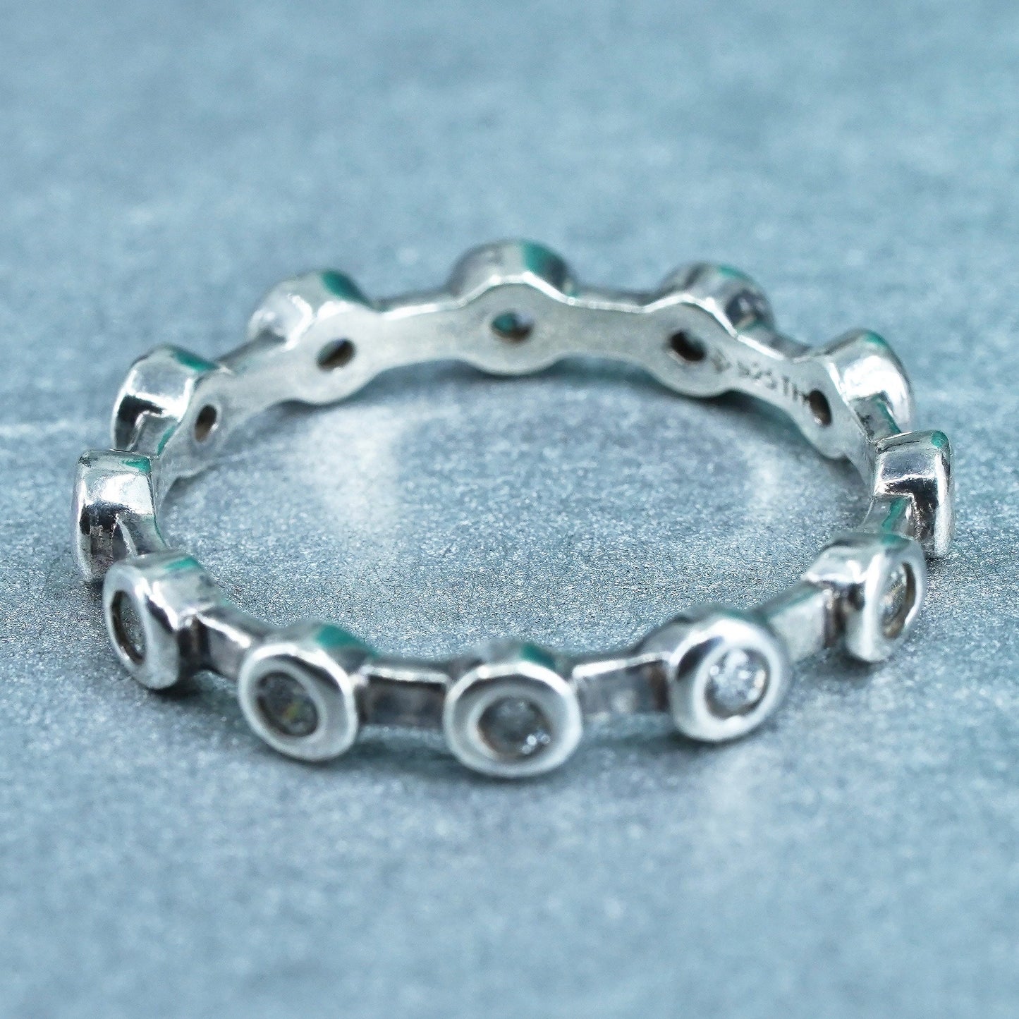 Size 5, vintage southwestern Sterling 925 silver wedding ring, Cz band