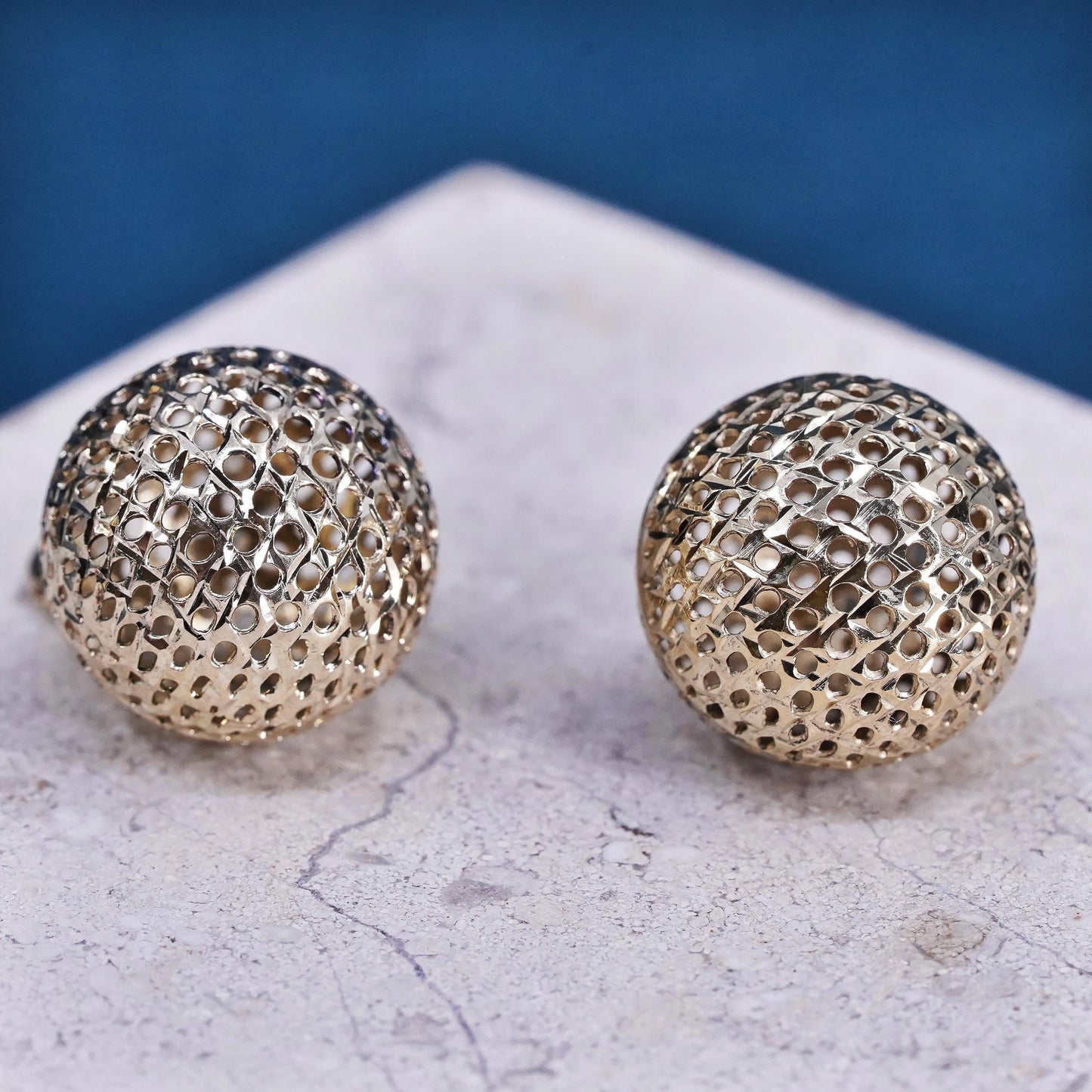 Vintage Italian vermeil gold over Sterling silver 925 earrings filigree beads