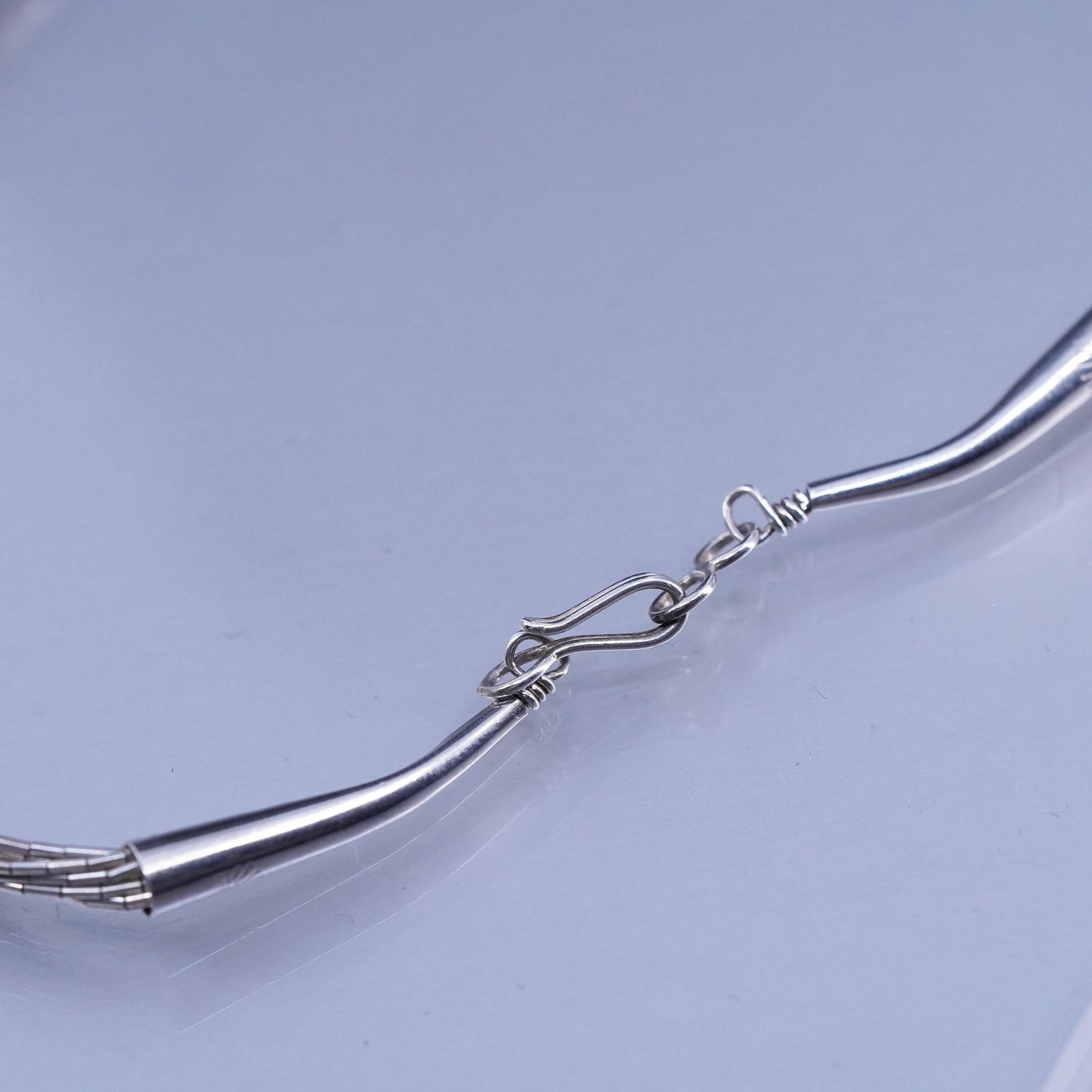 24”, Vintage liquid Sterling silver 10 strands necklace, Native American chain