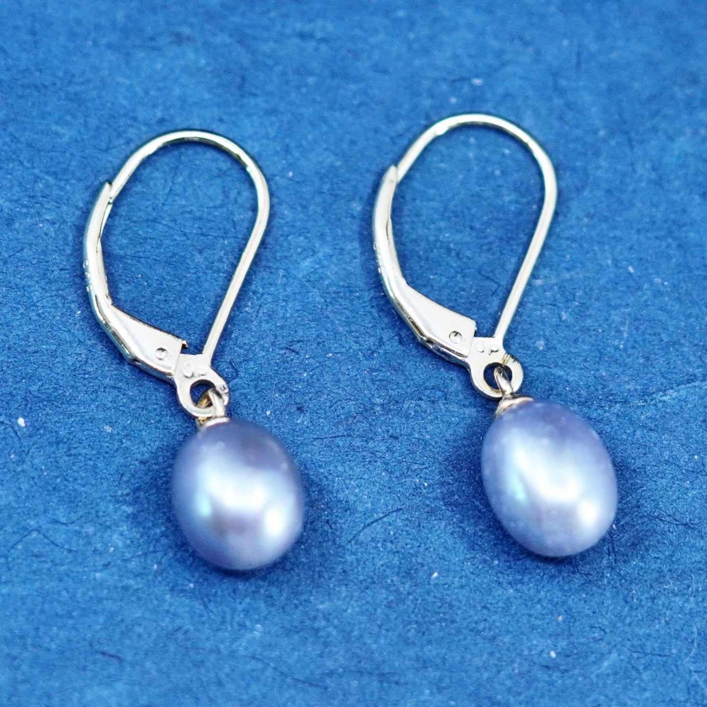 Vintage vermeil gold over Sterling silver handmade earrings with gray pearl