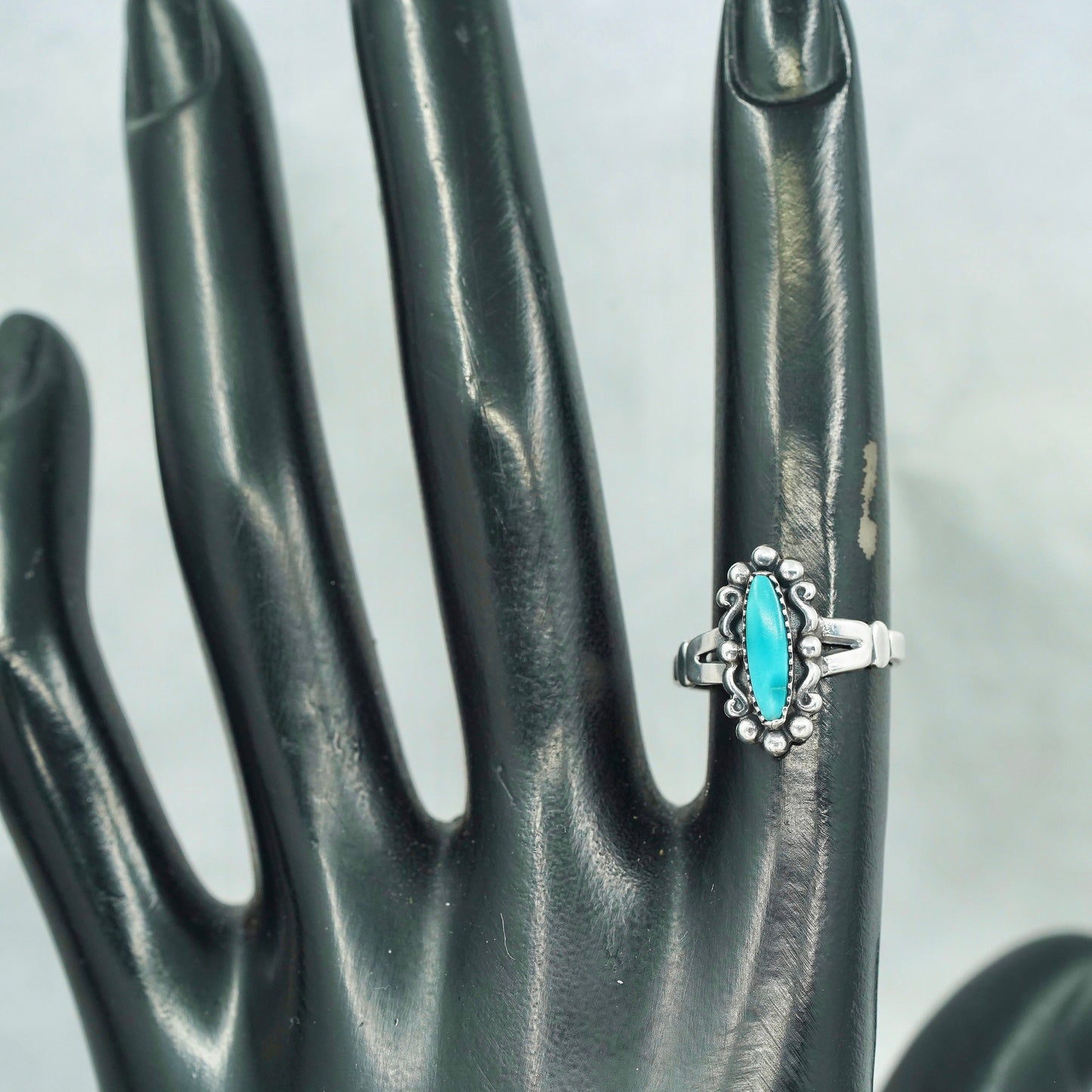 Size 5.5, Native American navajo Bell trading Sterling 925 silver ring turquoise