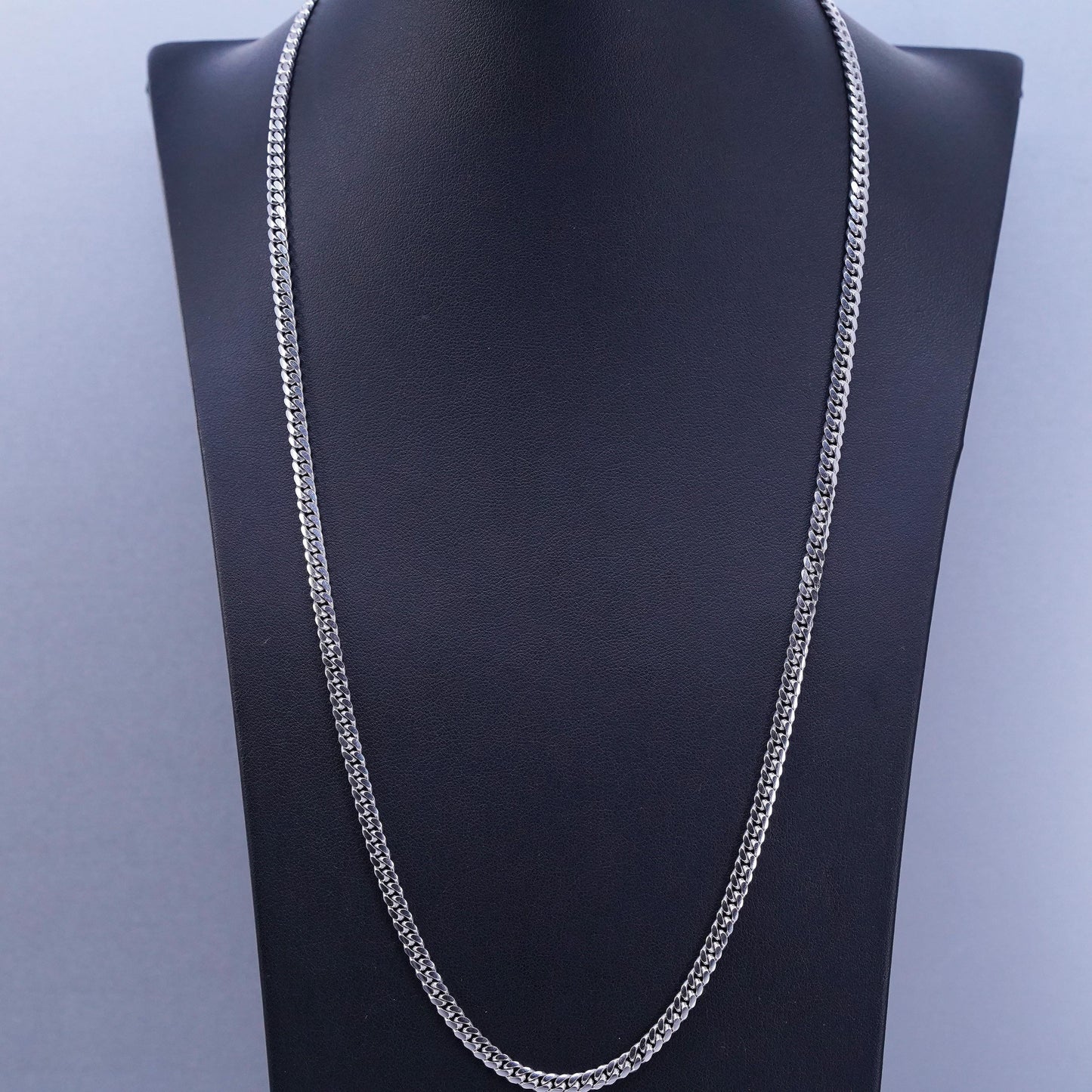 24” 5mm, vintage Italian Sterling 925 silver bold flatten curb chain necklace