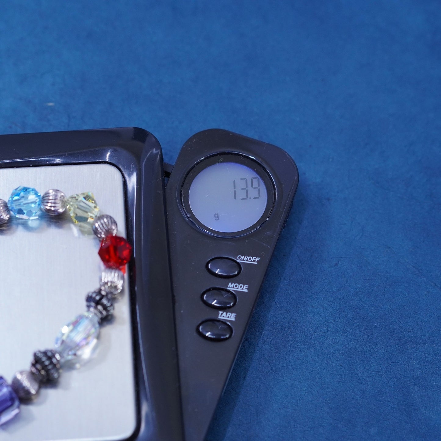 6.75”, Sterling 925 silver bracelet with colorful crystal and heart charm