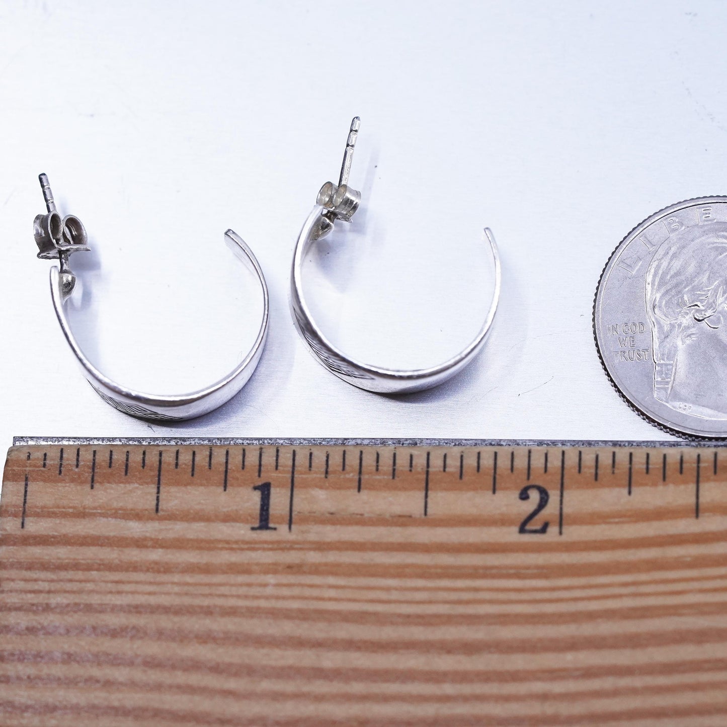 1", Vintage Givenchy 925 Sterling Silver Hoop Earrings, 925 Studs huggie studs